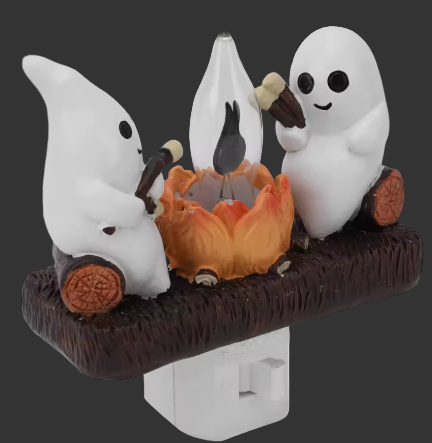 Ghost Campfire Flickering Night Light Resin Ghost Nightlight Energy Saving Flashing Flaming Decoration Spooky for Bedroom