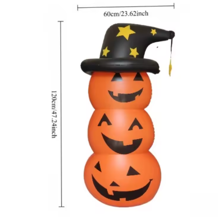 Halloween Pumpkin-headed Ghost Inflatable Decoration Stand for Outdoor Display, Party Decoration Item for Holiday Gatherings