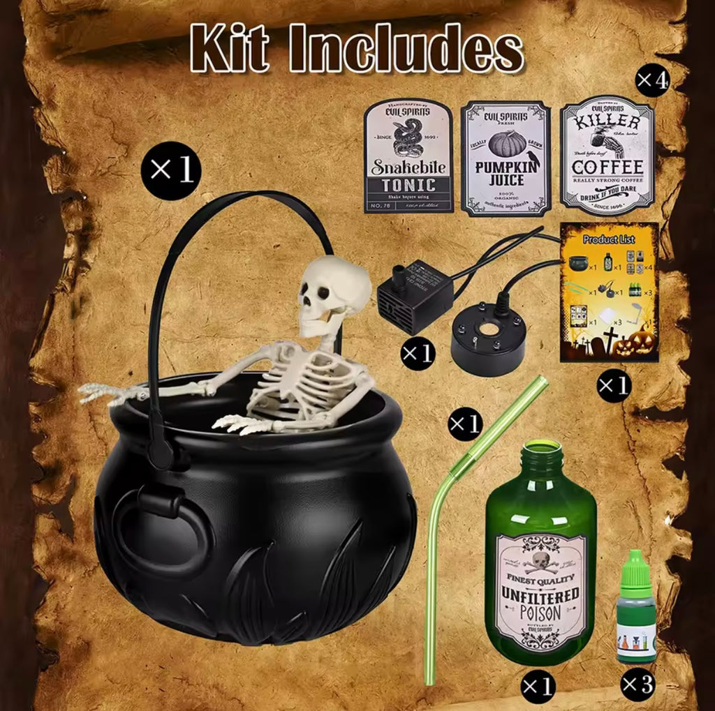 Witch Cauldron With Floating Bottle