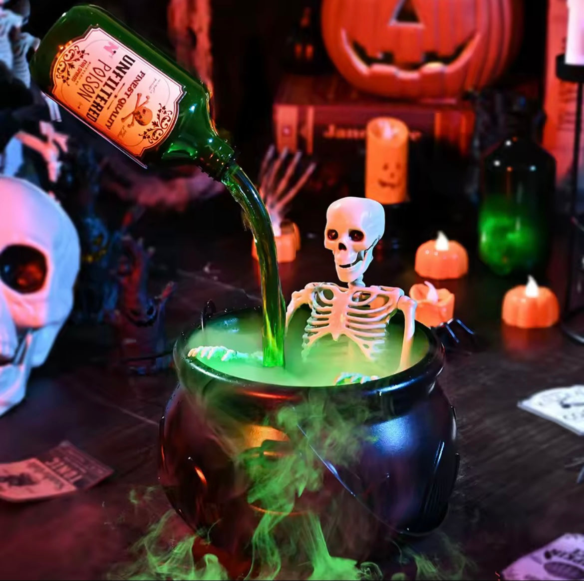 Witch Cauldron With Floating Bottle