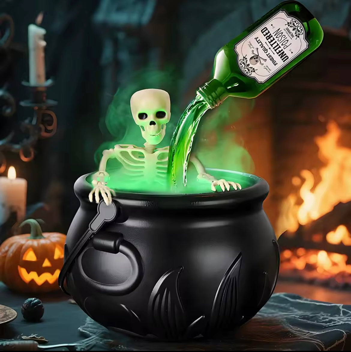 Witch Cauldron With Floating Bottle