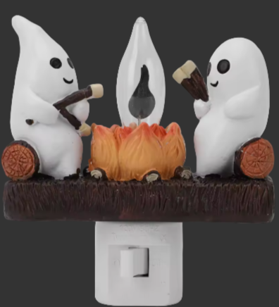Ghost Campfire Flickering Night Light Resin Ghost Nightlight Energy Saving Flashing Flaming Decoration Spooky for Bedroom