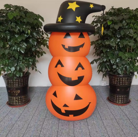 Halloween Pumpkin-headed Ghost Inflatable Decoration Stand for Outdoor Display, Party Decoration Item for Holiday Gatherings