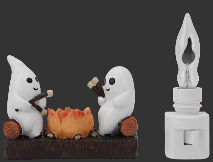 Ghost Campfire Flickering Night Light Resin Ghost Nightlight Energy Saving Flashing Flaming Decoration Spooky for Bedroom